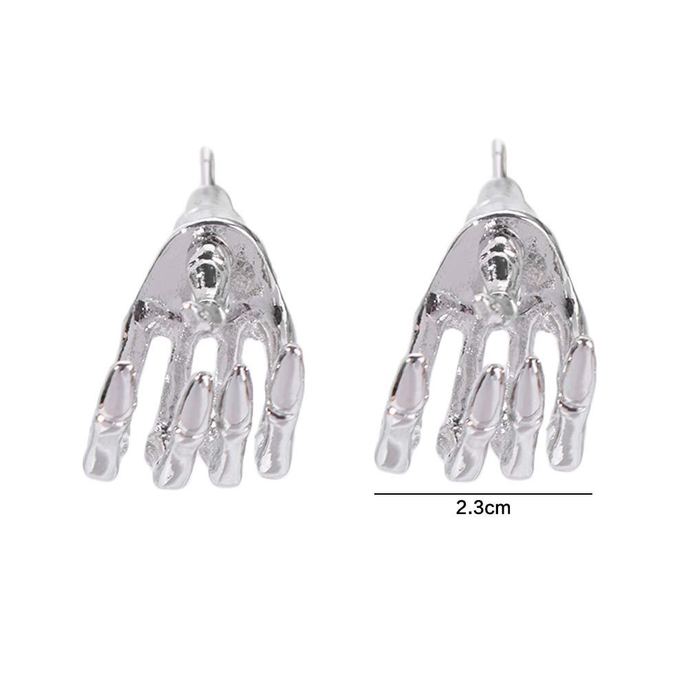 Cool Skeleton Hand Stud Earrings Gothic Halloween Skull Ear Studs Skeleton Earrings Studs  Hipster