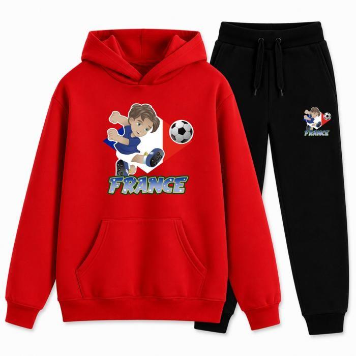 Jogging Enfant Footballeur France - Sweat et Pantalon (3-14 ans) - Rouge