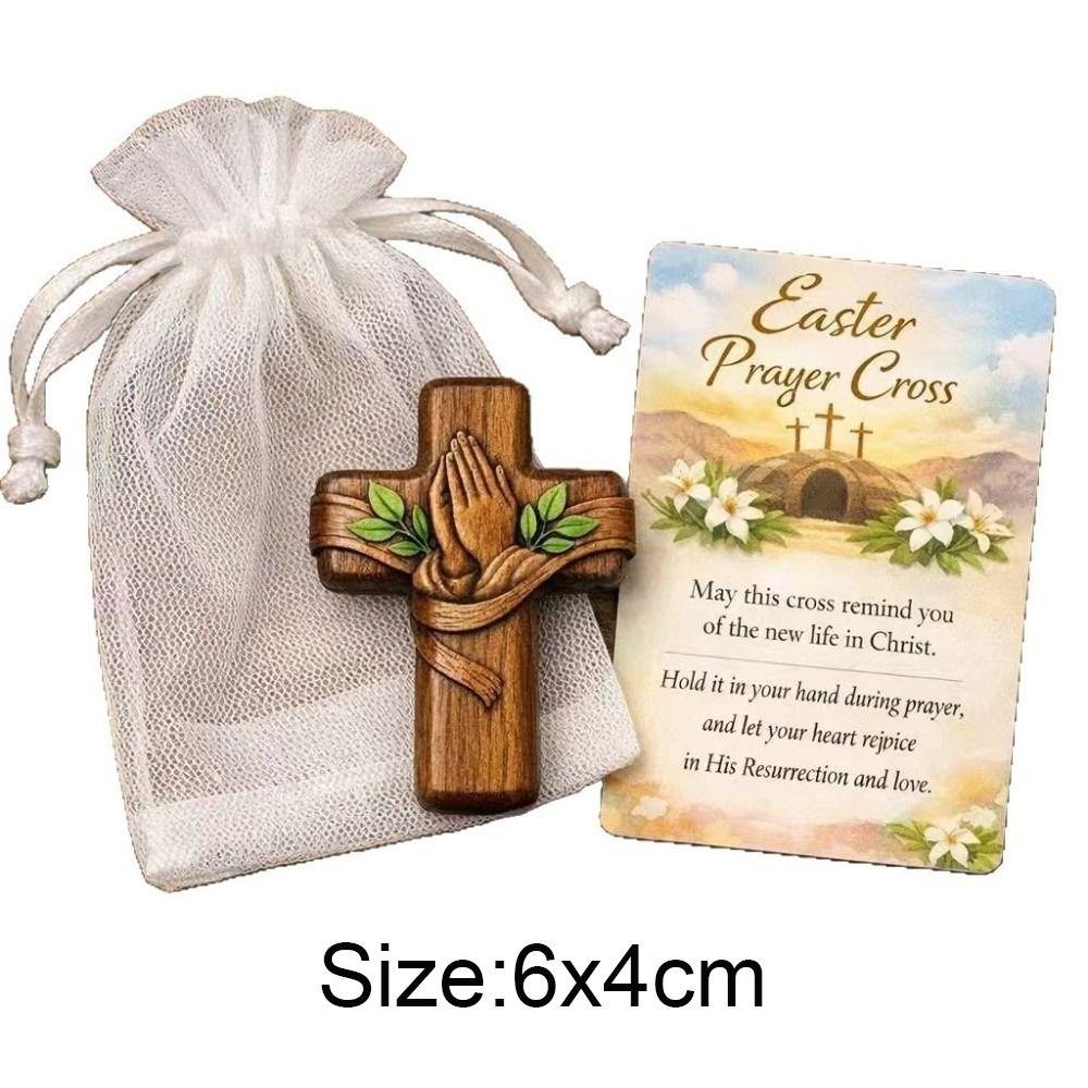 A Pocket-Sized Sanctuary Wooden Pocket with Drawstring Bag with Pouch Pocket-Sized Wooden Pocket Cross Gift DIY Craft Card