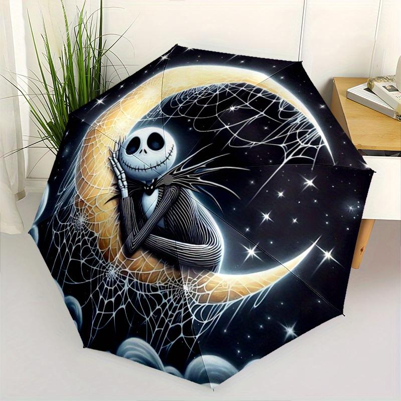 

1pc Moon Jack Pattern Automatic Umbrella is Fashionable and Good-Looking, a Portable 3-Fold Umbrella, Suitable for Travel and Daily Use, a T