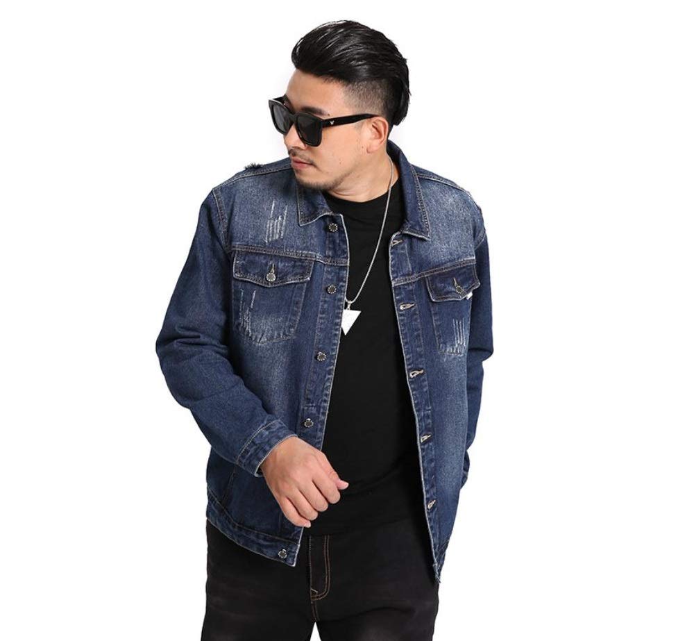 Steps Loose Fit Denim Oversized Casual Style for and RE62 Dark (Two Behind) Men's Jacket, Outerwear, Fall, Winter, Spring, (3XL, Blue)