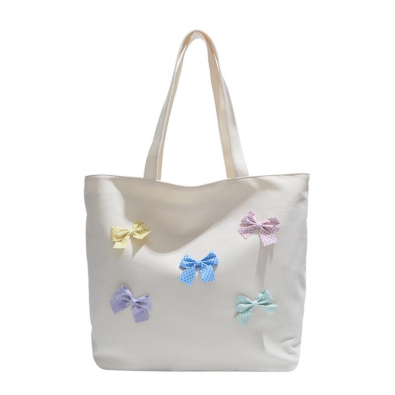 CANVAS Colors Bow Large Capacity Shoulder Bags Summer Versatile 2026  Bags for Women Commuting Sweet Women's Handbags