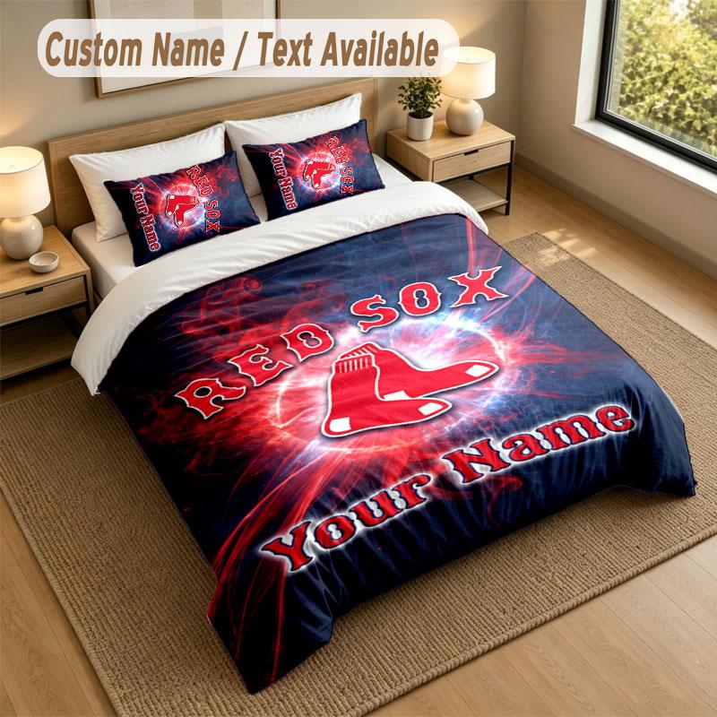 Bedding Set 1 Duvet Cover 2 Pillowcases Boston Red Sox Print Soft Bed Linen Bedroom Decor