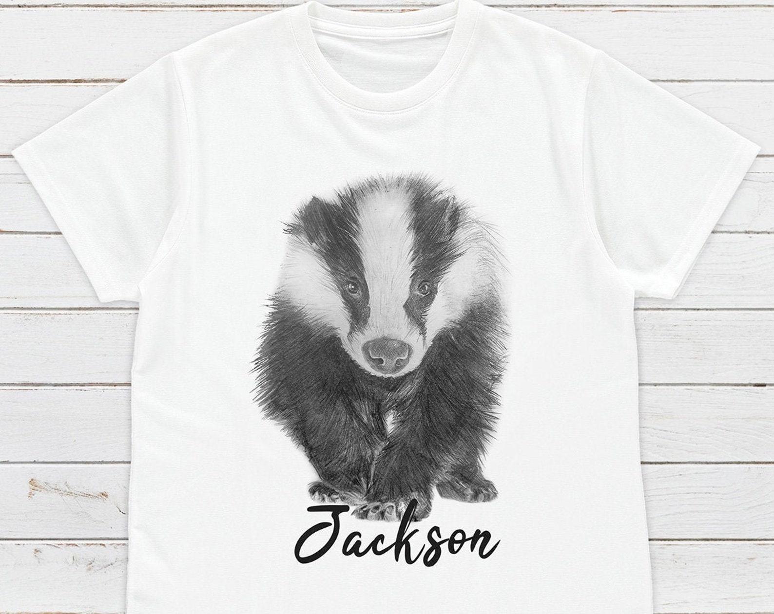 Custom Badger Pencil Sketch T-Shirt, Personalized Tee 2XL
