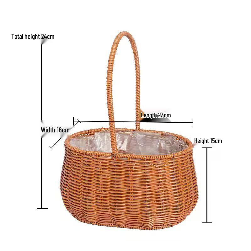 Handheld Woven Rattan Basket: Ideal for Flowers, Fruit, Gifts, Storage, and Souvenirs - Perfect for Flower Shops and Children's Day Celebrations.