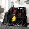 Custom Name Scary Clown Horror Movie Party Blanket For Couch Bed Plush Cozy Fuzzy Blanket Super Soft Warm Blankets For Fall And Winter 0916140