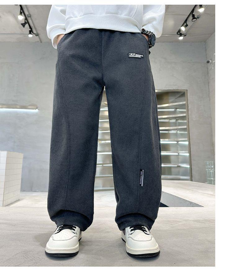 Warm Boys' Fleece-Lined Corduroy Pants - 2025 Winter Style for Medium to Large Children