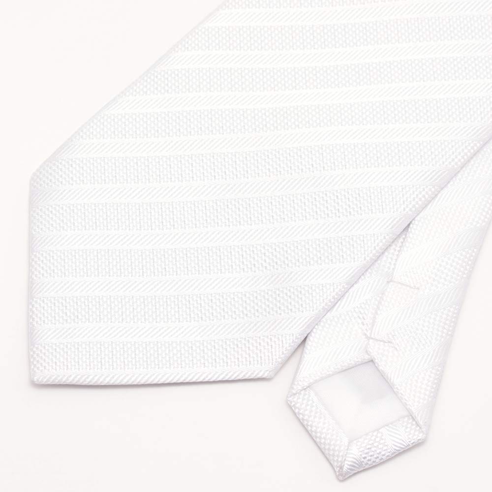 [Dress Code 101] Formal Wedding Tie, Striped, Men's, Groom, Formal Occasions, Entrance Ceremonies, Washable, White, Solid Color, TIE-781REI, Made in