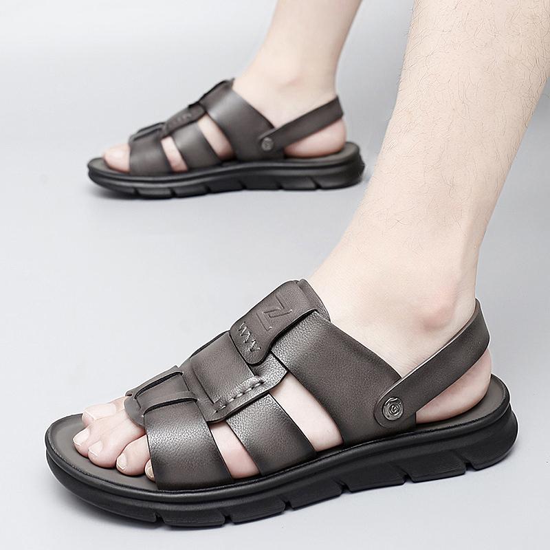 FashionNew Casual Comfort Sandals Summer Genuine Leather Men's Dual-use Sandals Man's Beach Vacation Shoes Soft Sole Non-slip Slippers