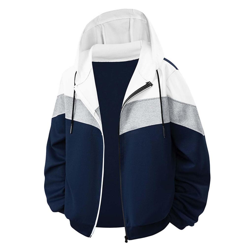 Men Zip Sweatshirt Jacket, Long Sleeve Loose  Casual Hooded Sports Coat Outerwear