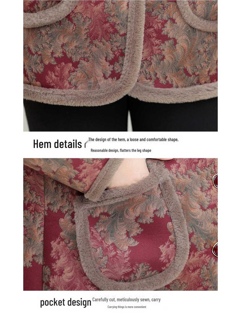 Fat Mama Winter Plus-Size Velvet Cotton Jacket 2025: Chinese Style Coat for Middle-Aged and Elderly Women