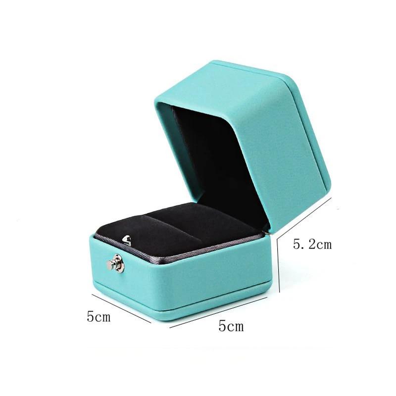 European Romantic Blue Leather Jewelry Gift Box Ring Box Necklace Pendant Box Ring Packaging Storage Ring Hot Sale
