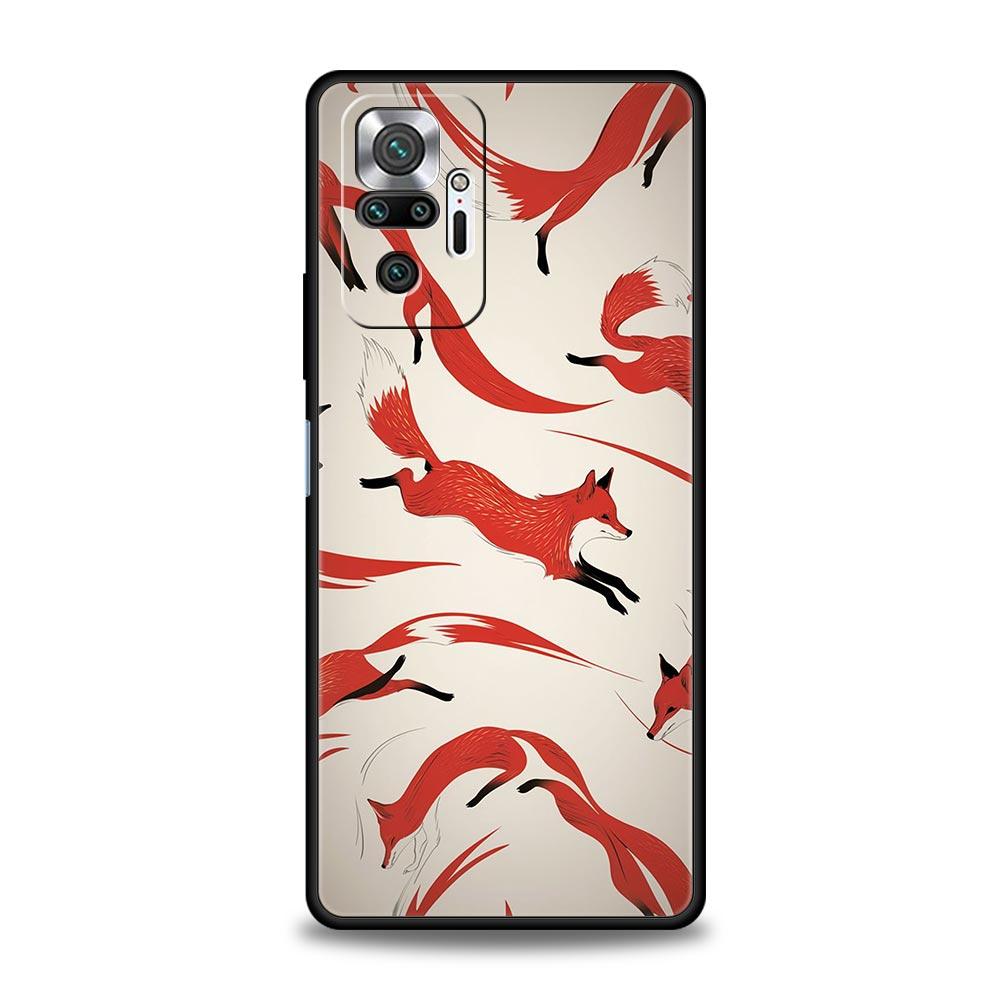 Red Fox Phone Case Cover for Redmi 14C 10C Note 14 13 12 10 11 K40 K50 Pro Plus 5G Shockproof Soft TPU Shell Fundas Capas Bags