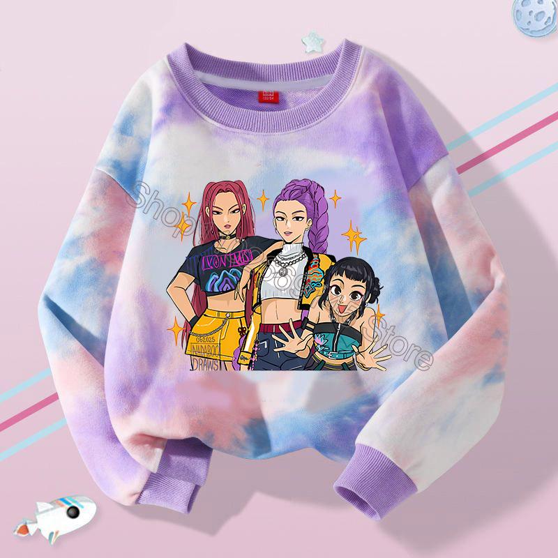 New K Pop Demon Hunters Kids Hoodie Sweatshirt Kawaii Cartoon Printed Tops Boys Autumn Long Sleeves Baby Girl Winter Clothes