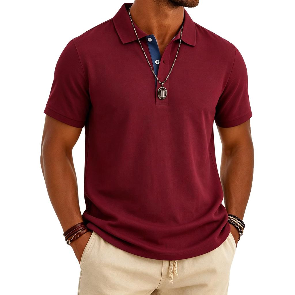Men's Short Sleeve Polo Shirt Breathable Golf Shirt Casual Vacation Beach Shirt Business Shirt with Airflow Ventilation Design