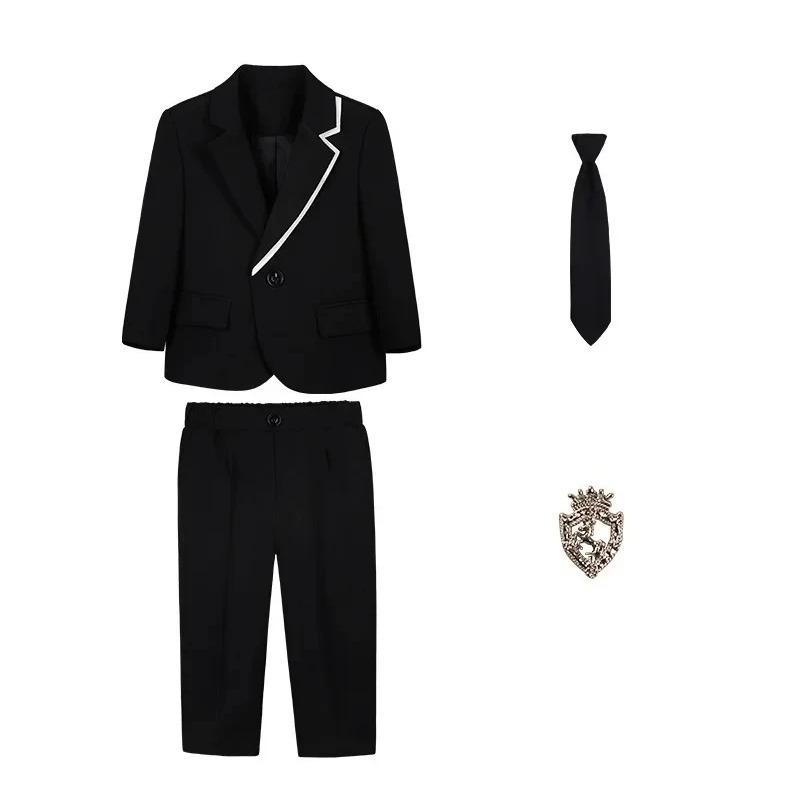 Teen Boys White Piping Suit Blazer Pants Set Kids Gentleman Formal Tuxedo Wedding Ring Bearer Piano Performance Birthday Photograph Costume for 3-14Y