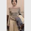 2024 Autumn One-Shoulder Slim Lapel Sweater – High-End Niche Design for Trendy Look