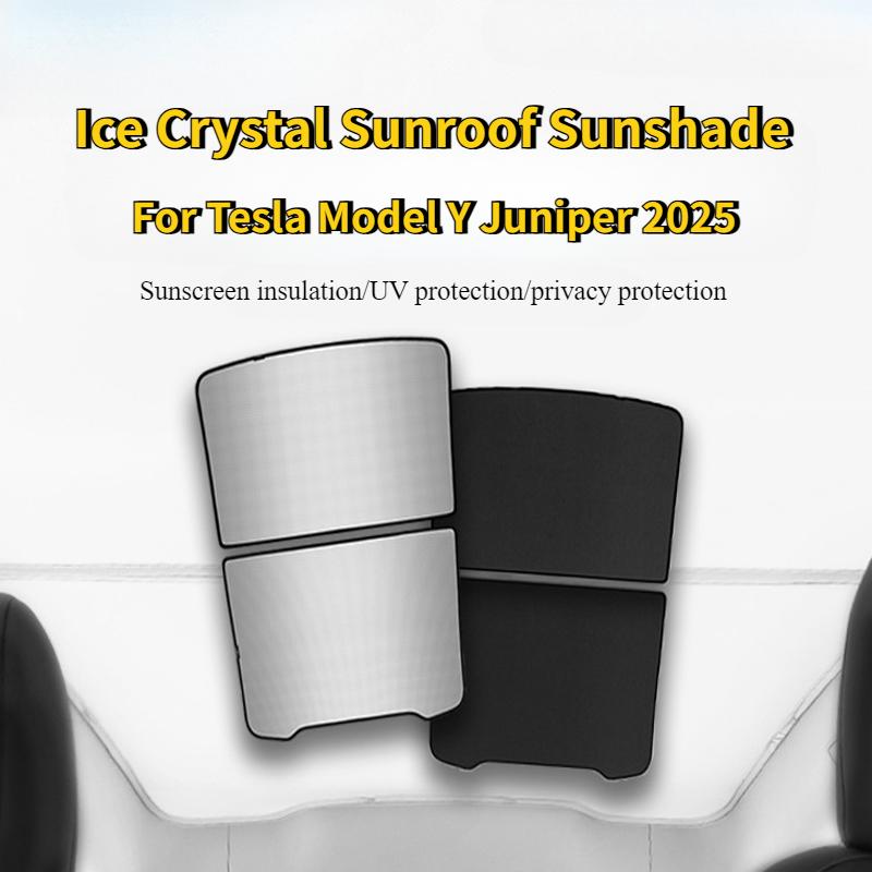 Ice Crystal Sunroof Sunshade for Tesla Model Y Juniper/Launch 2026 Roof Car Sun Shade Skylight Blind Shading Nano Sun Visor Net