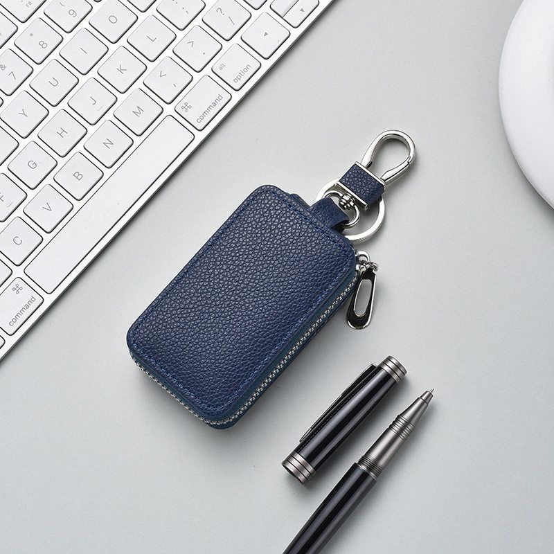 Leather Car Key Holder Pouch Men's and Women's Universal Zipper Keys Bag Organizer Gift High-end Car Key Case Cover Key Wallet