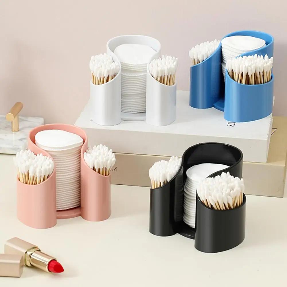 Plastic Dental Floss Dispenser 2in1 Cosmetic Cotton Storage Box Desktop Countertop Storage Organizer Multi-function Storage Rack