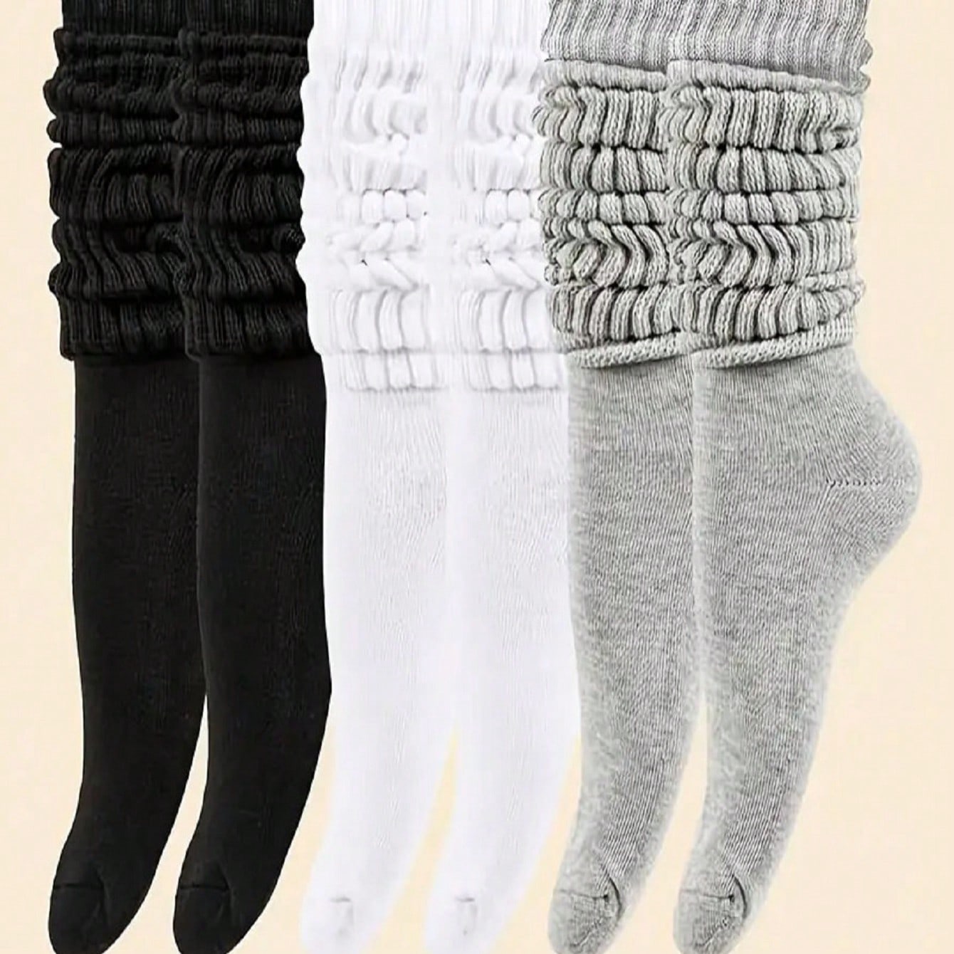

Women s Autumn Winter Mid-Calf Socks Fashionable Simple Solid Color Warm Comfortable Casual Stacked Knitted Socks One Size