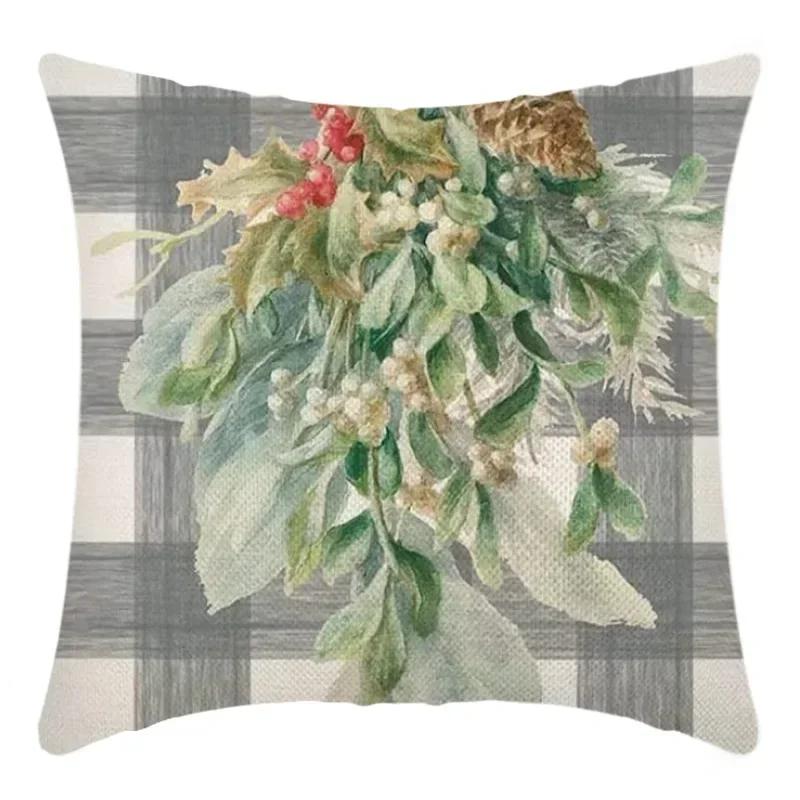 40/45cm Christmas  Cotton Linen Decorative Navidad Elk Snowman Santa Tree Cushion Cover Sofa Pillow Case