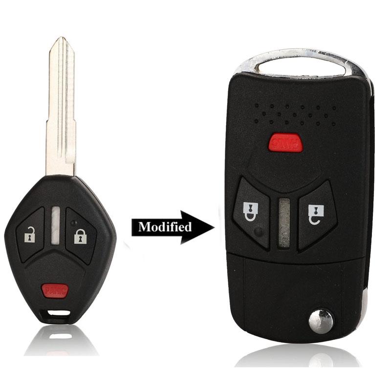 

jingyuqin модифицированный чехол для автомобильного ключа чехол для Mitsubishi Lancer Outlander Endeavor Galant MIT11R лезвие ключа оболочка 3/4 кнопки складной сожжены оранжевый