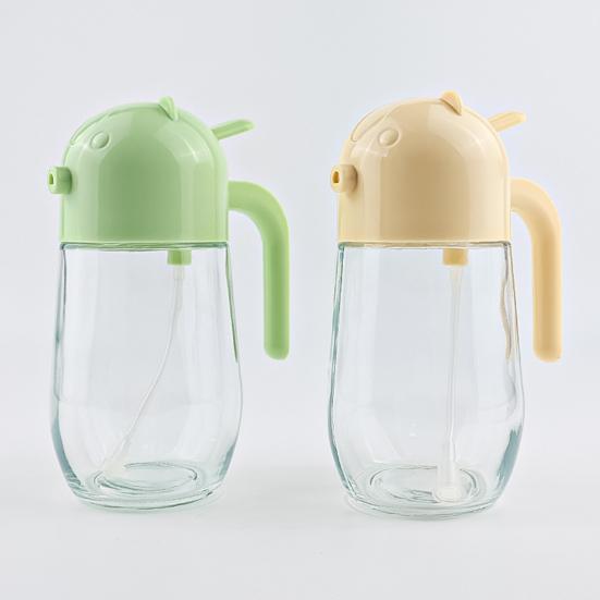 Glass Oil Sprayer And Pourer with Auto-Open Lid 520ml Oil Dispenser for Cooking Baking Air Fryer Ergonomic Handle Dishwasher Safe Kitchen Essential