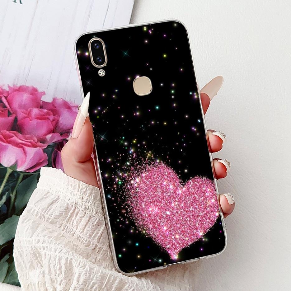 Für Vivo V9 Youth Hülle 1727 1726 Niedliche Liebesherz Bemalte Abdeckung Weiche Dünne Handyhülle Für Vivo Y85 Y89 V 9 Youth VivoV9 6GB Fundas