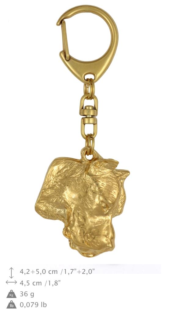 Dogo Argentino - Gilded Key Ring with Dog In Gift Box, Handbag Decoration, Luxury Accessory by Art-Dog Brand