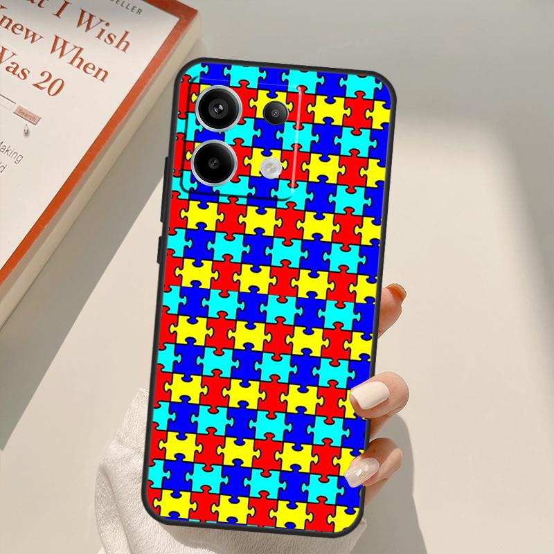 Autism Support Puzzle Funda For Xiaomi Redmi Note 13 10 11 12 14 15 Pro Plus Case For Redmi 15 15C 13C 12C 10C 14C