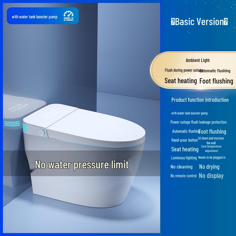 Genuine Smart Toilet with Automatic Flip Lid, Instant Heating, Voice Control, Siphon Technology, and No Water Pressure Limitations.