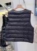 Women's Lightweight V-Neck Ribbed Down Vest for Autumn/Winter, Versatile Short Design.