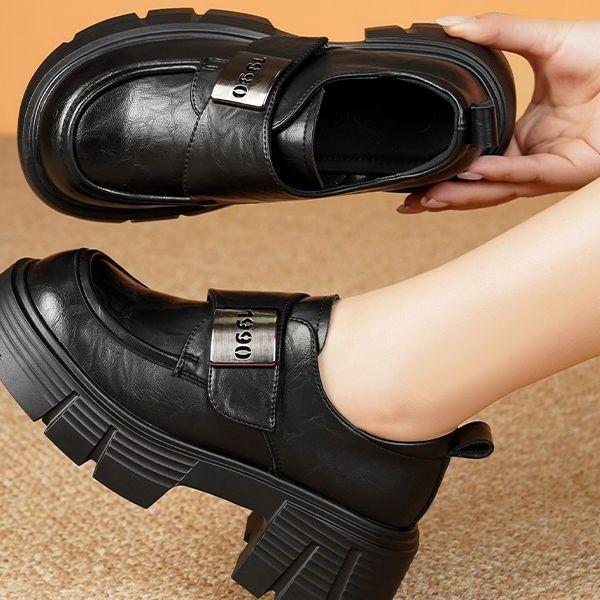 Mary Jane platform loafers women's 2025 autumn and winter new small leather shoes British style heightening warm wool cotton shoes