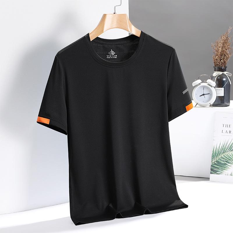 Cool and Breathable Short Sleeved T-shirt for Men's Summer Ice Silk Round Neck Base Shirt Casual T-shirt