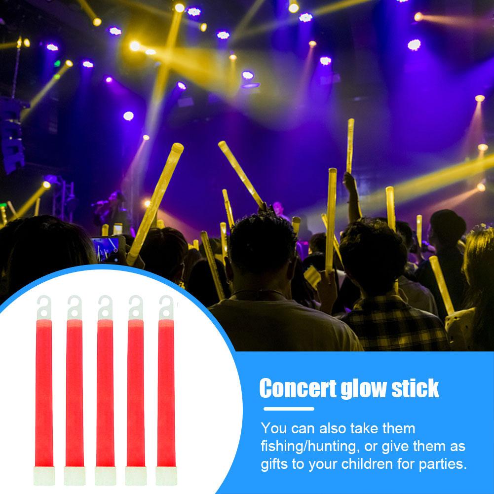 5pcs Concert Party Light Stick 6 Inch Outdoor Emergency Glow Sticks Waterproof with Hook Hiking Camping Equipment