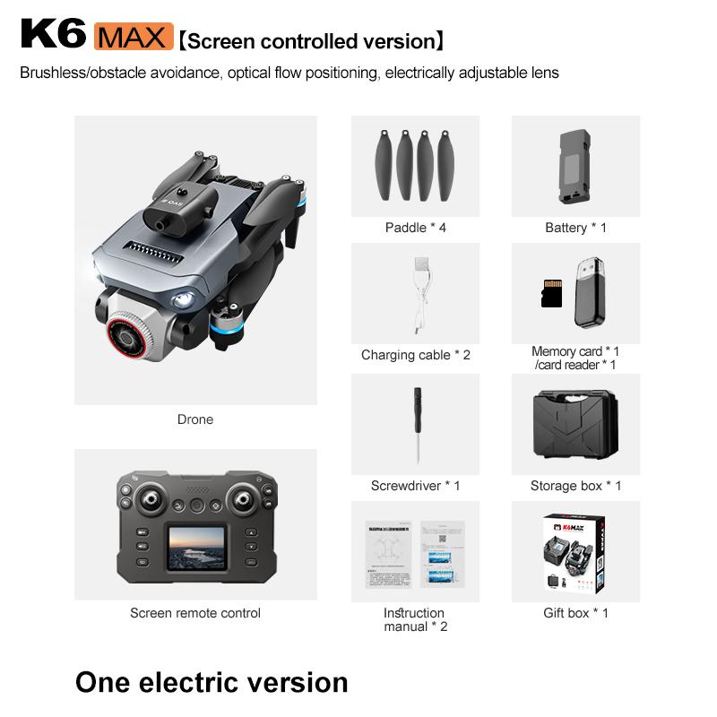 New K6 Max LCDScreen Controlled Version 4K HD Camera Brushless Drone Motor Obstacle Avoidance Foldable Quadcopter Dron RC Toy