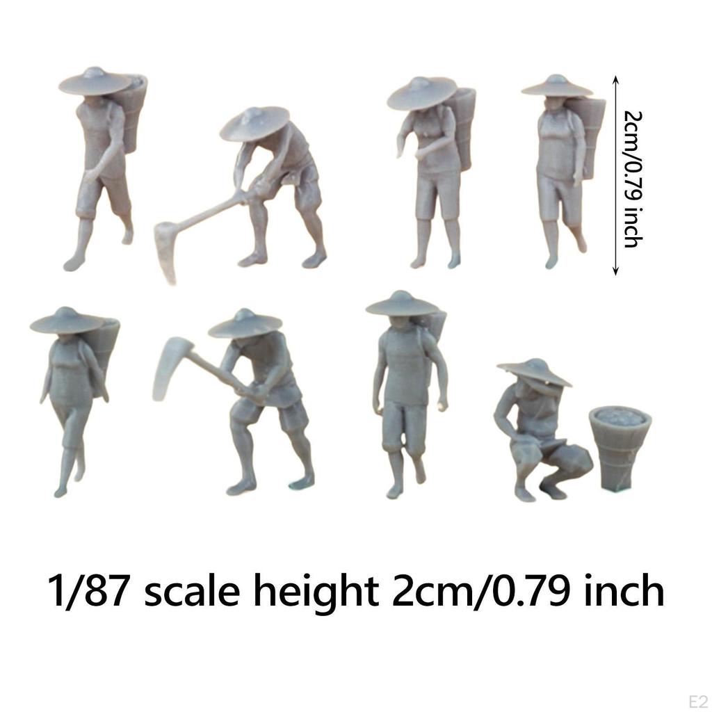 8x 1/87 Scale Farm Keeper Model Play Figure Collectible Resin Character Tiny People for