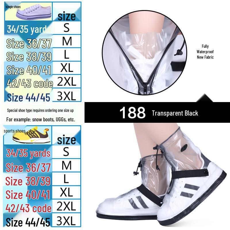 Unisex Waterproof Non-slip Thickened Rain Boot Covers with Wear-resistant Sole for Outdoor Use