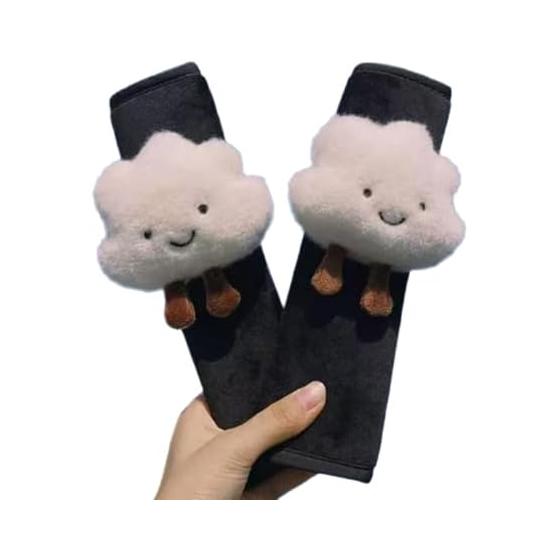 Seat Belt Shoulder Pad Cover, Set of 2, Cloud Plush Pad, Cute Cushion, Easy Installation, Strangulation Prevention, Car Accessory