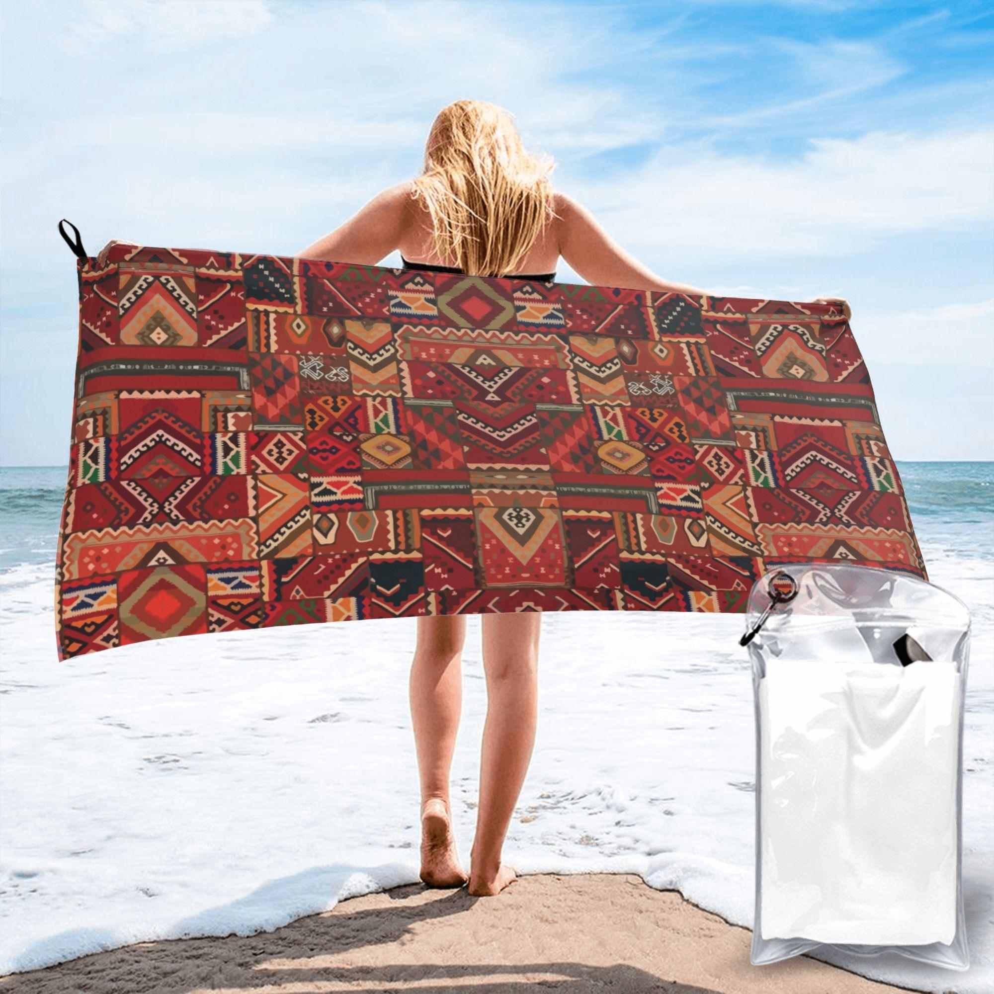 

Amazigh Foutha Kabyle Mediterranean Berber Jewel Beach Towel Soft Microfiber Quick Dry Absorbent Quick Towels For Pool W30*H60(CM)