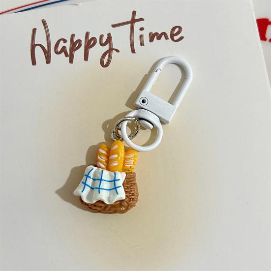 Keychain Pendant 1:1 Realistic Breakfast Food Shape Bag Charm Portable Resin Keyring with Metal Buckle