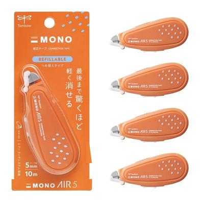 Tombow Pencil MONO Air Correction Refillable 5mm Milk Tape, Type, Width, Orange, 5-Pack (CT-CAX5C56L-5P)