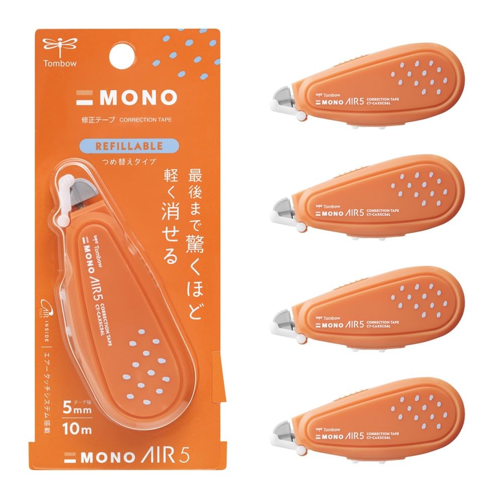 

Tombow Pencil MONO Air Корректирующая лента многоразовая 5 мм Молочная, Тип, Ширина, Оранжевая, 5 шт. (CT-CAX5C56L-5P)