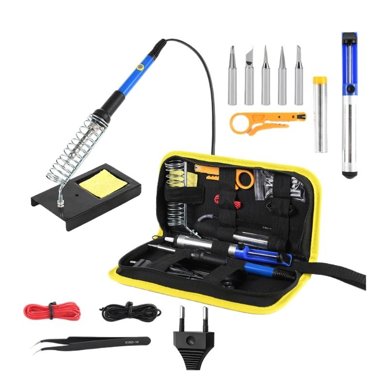 Professional 15 in 1 Soldering Tool Set Featuring Temperature Control European American Plugs And Heat Resistant Base