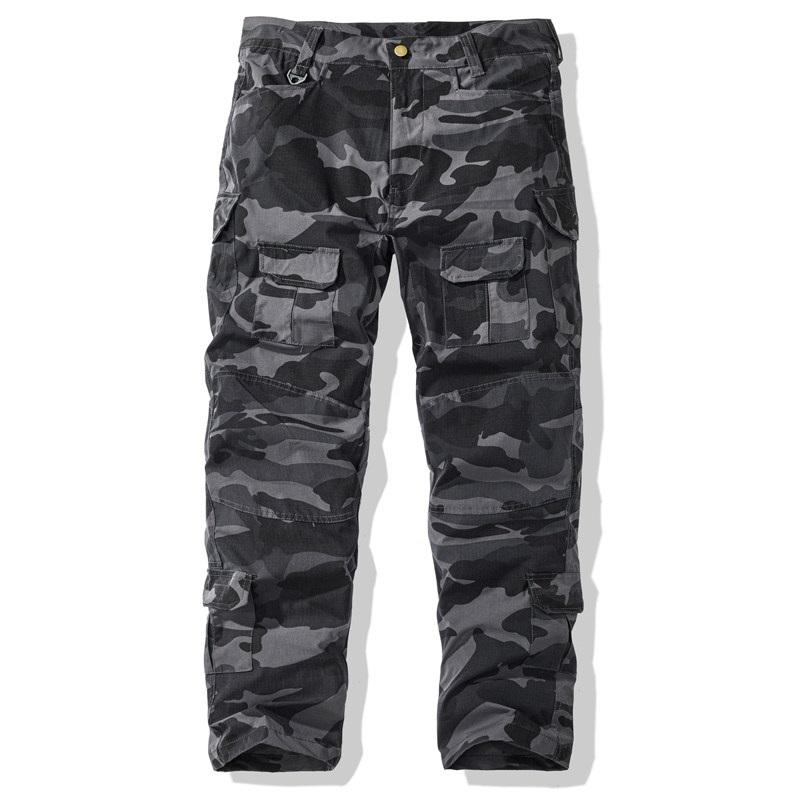 Men's multi-colored large-size long pants with multiple pockets, casual work pants