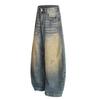 Retro Gewaschen Grau Weiter Bein Jeans Männer Frauen Lockerer Schnitt Streetwear Stil Kollektion