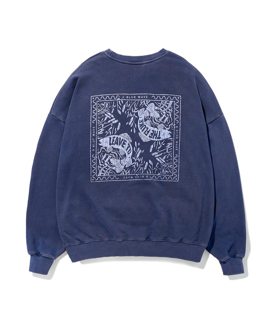 Peullukeu Blue Wave Pigment Sweatshirt Navy Fmt757