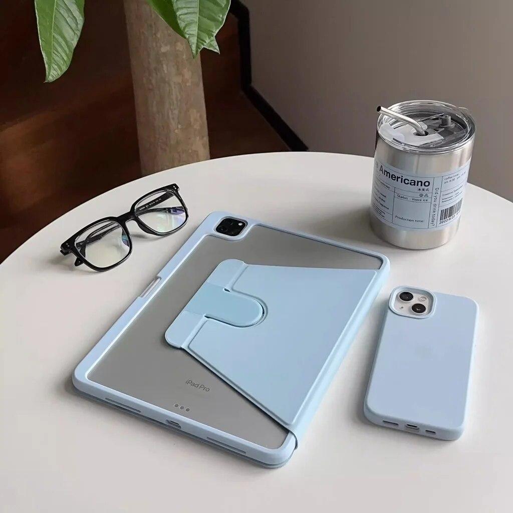 360° Rotation Acrylic Case for Redmi Pad SE 11 Inch 2023 Stand Leather Cover for Xiaomi Pad 6 6 Pro Pad 5 5 Pro with Pen Slot Shockproof Case