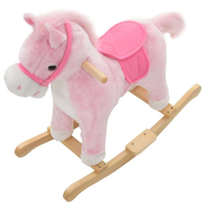 VidaXL Cheval à bascule Peluche 65 x 32 x 58 cm Rose
